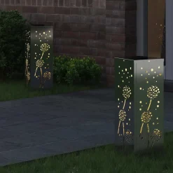 Solar LED Pad Licht 2 pcs Zilver Gegalvaniseerd staal><noscript><img width=
