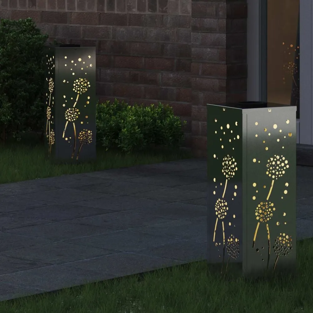 Solar LED Pad Licht 2 pcs Zilver Gegalvaniseerd staal>vidaXL Best