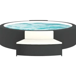 Zwembaden & Spa'S*vidaXL Spa-bankjes met kussens 2 st poly rattan Zwart