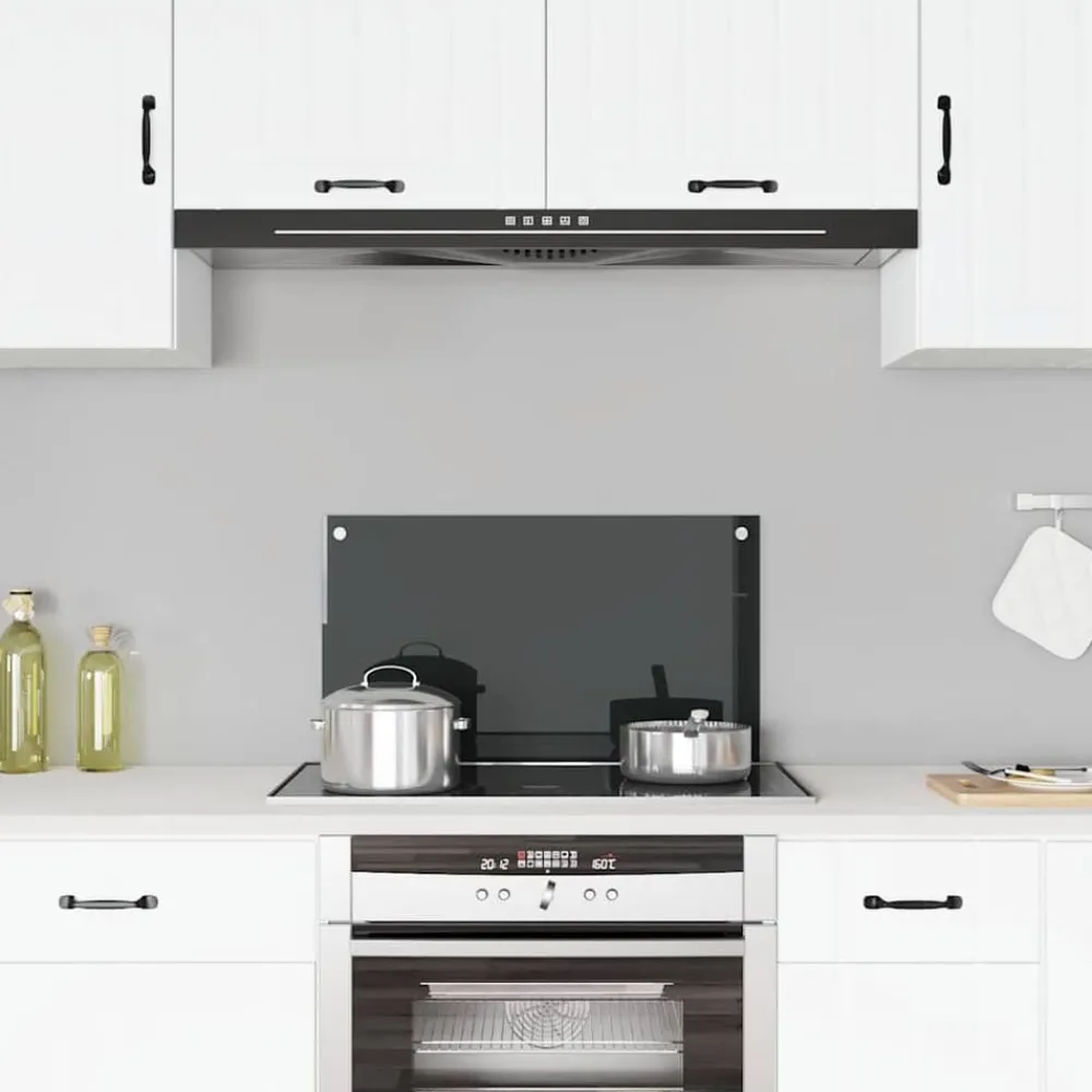 Keuken & Eetkamer*vidaXL Spatscherm keuken 70x40 cm gehard glas Zwart