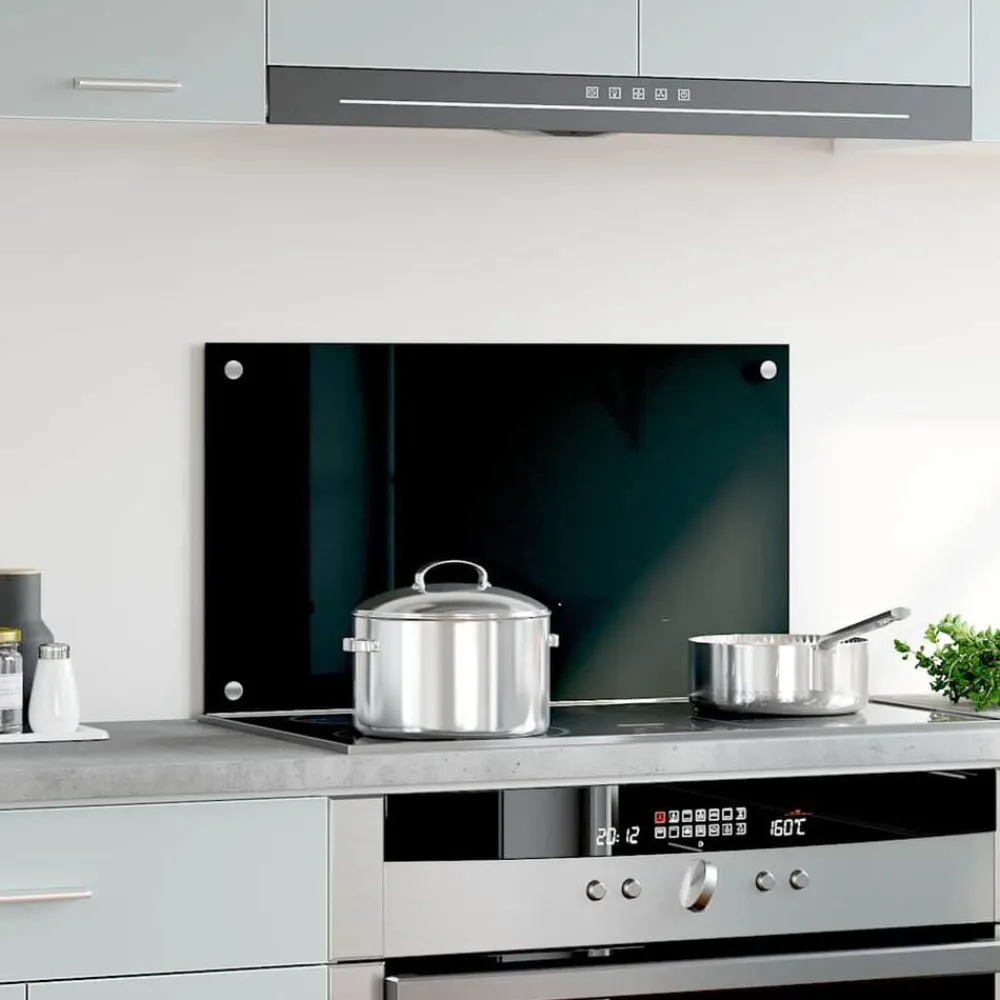Keuken & Eetkamer*vidaXL Spatscherm keuken 70x40 cm gehard glas Zwart