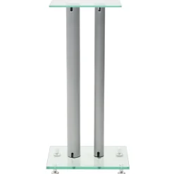 Elektronica*vidaXL Speakerstandaarden zuil-ontwerp gehard glas 2 st Zilver