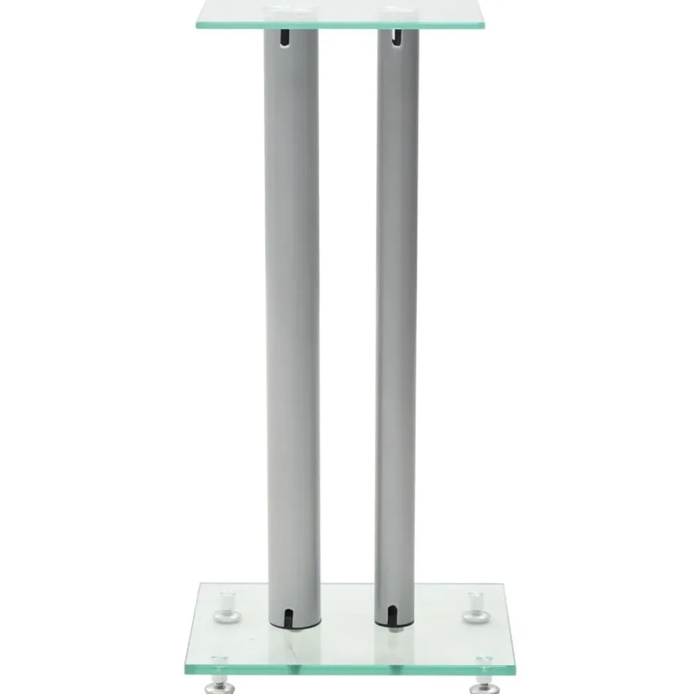 Elektronica*vidaXL Speakerstandaarden zuil-ontwerp gehard glas 2 st Zilver