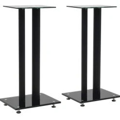 Elektronica*vidaXL Speakerstandaarden zuil-ontwerp gehard glas 2 st Zwart