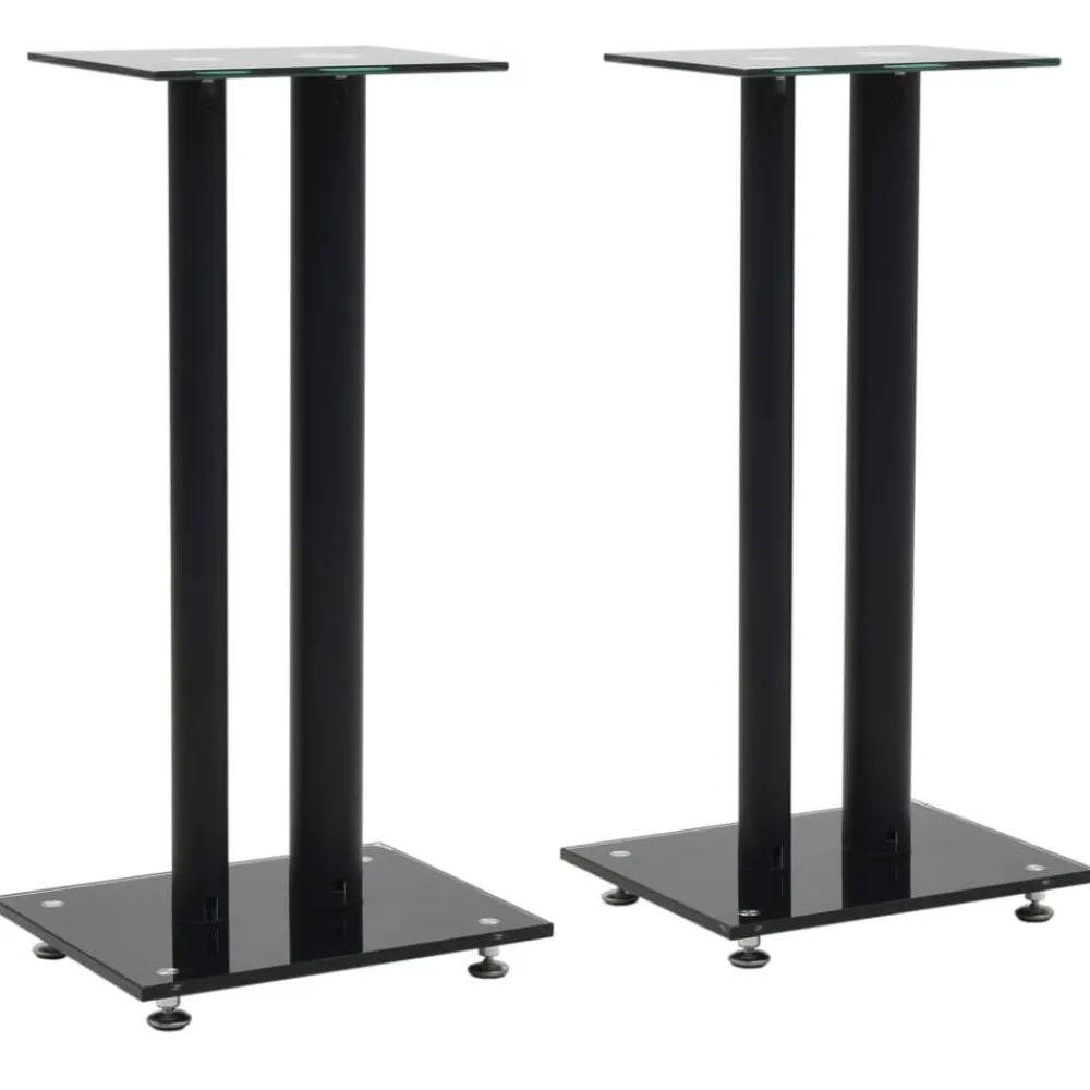 Elektronica*vidaXL Speakerstandaarden zuil-ontwerp gehard glas 2 st Zwart