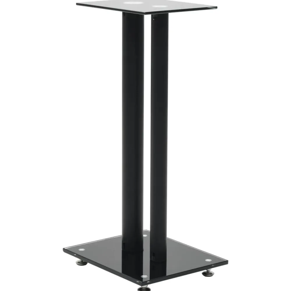 Elektronica*vidaXL Speakerstandaarden zuil-ontwerp gehard glas 2 st Zwart