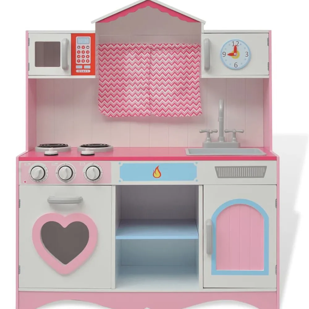 Speelgoed*vidaXL Speelgoedkeuken roze en wit 82x30x100 cm hout