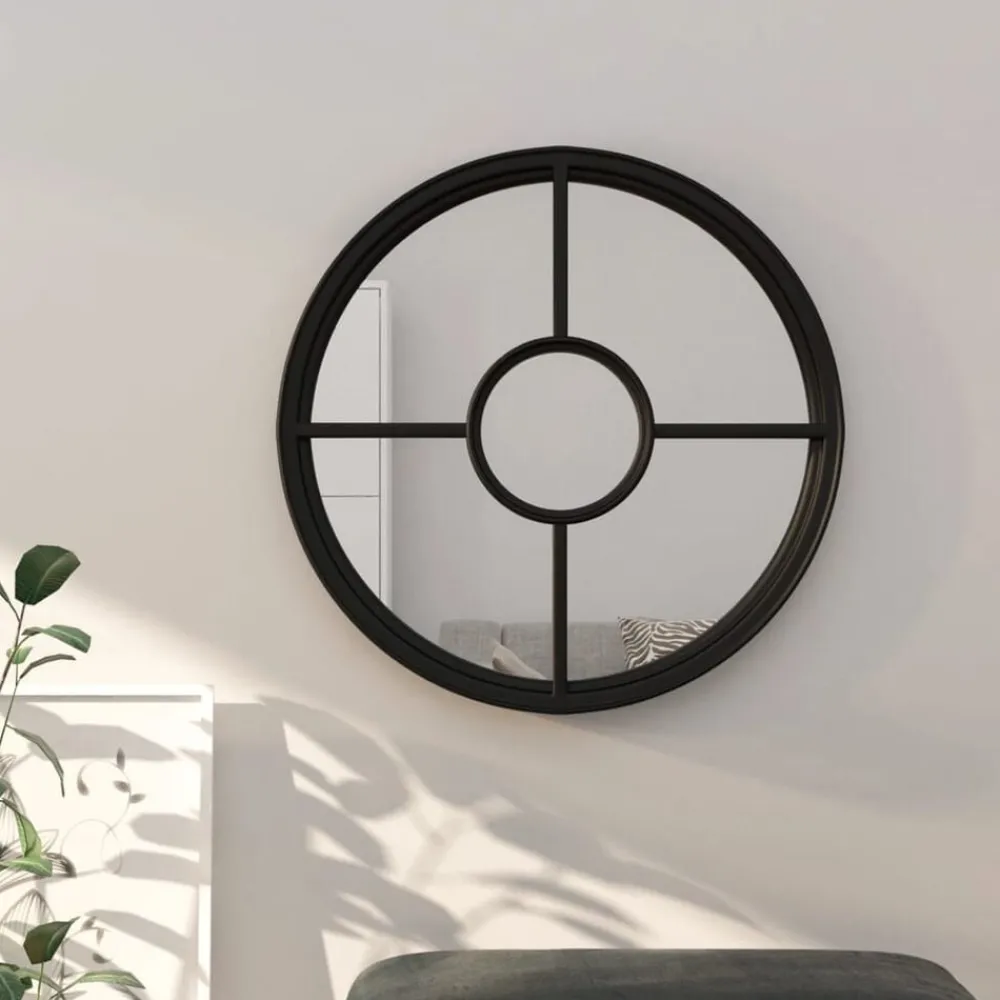 Woon- & Tuinaccessoires*vidaXL Spiegel rond 40x4 cm ijzer Zwart