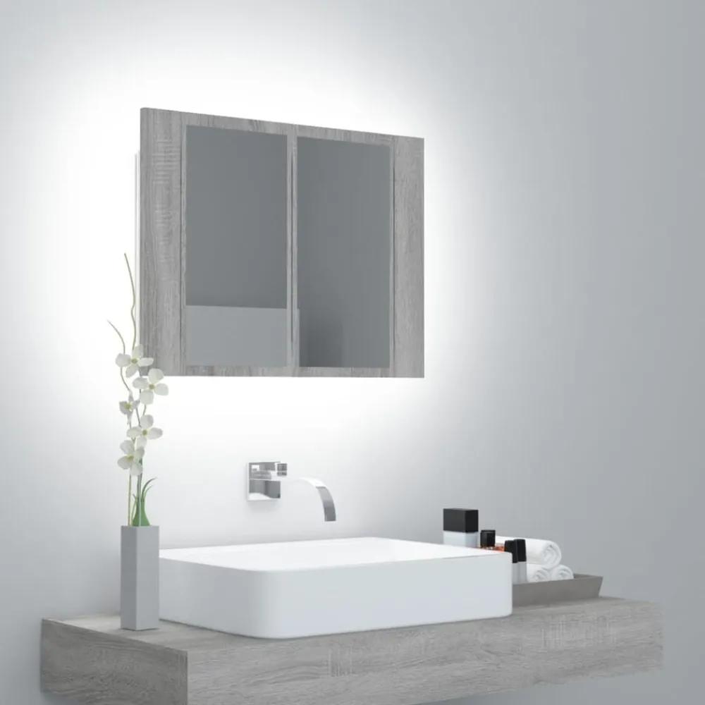 Spiegelkast LED 60x12x45 cm bewerkt hout eiken>vidaXL Online