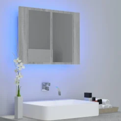 Spiegelkast LED 60x12x45 cm bewerkt hout eiken><noscript><img width=