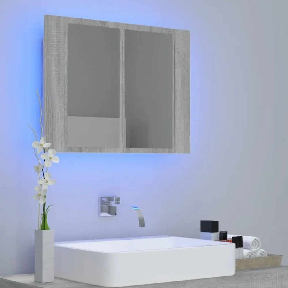 Spiegelkast LED 60x12x45 cm bewerkt hout eiken>vidaXL Online