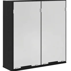 Kasten & Opbergmeubelen*vidaXL Spiegelkast met plank 64 x 20 x 67 cm Bewerkt hout Zwart eiken