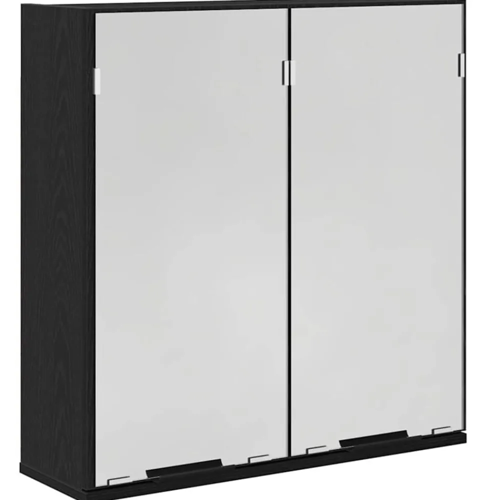 Kasten & Opbergmeubelen*vidaXL Spiegelkast met plank 64 x 20 x 67 cm Bewerkt hout Zwart eiken