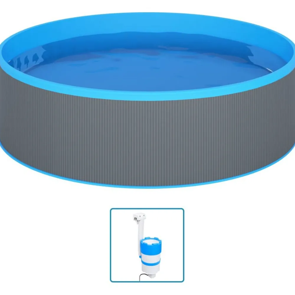 Zwembaden & Spa'S*vidaXL Splasher pool met hangende skimmer en pomp 350x90 cm Grijs