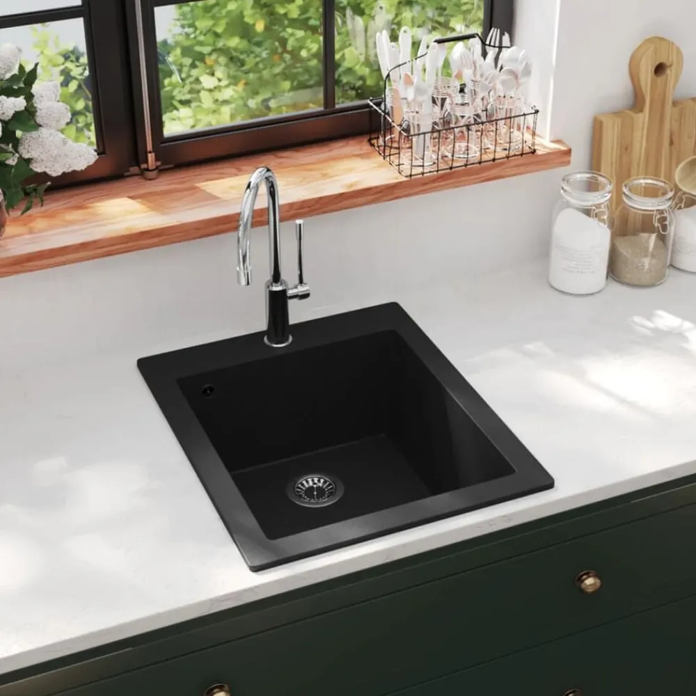Spoelbak opbouw enkele bak graniet>vidaXL New