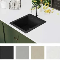 Spoelbak opbouw enkele bak graniet><noscript><img width=