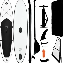 Stand Up Paddleboard opblaasbaar met zeilset en wit>vidaXL Outlet