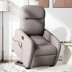 Stoelen*vidaXL Sta-op-massagestoel elektrisch verstelbaar stof Taupe