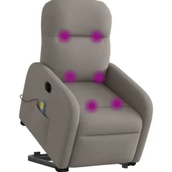 Stoelen*vidaXL Sta-op-massagestoel elektrisch verstelbaar stof Taupe