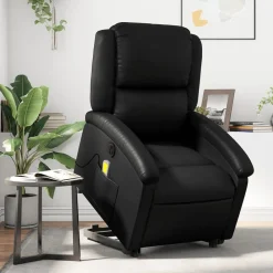 Stoelen*vidaXL Sta-op-massagestoel elektrisch kunstleer Zwart