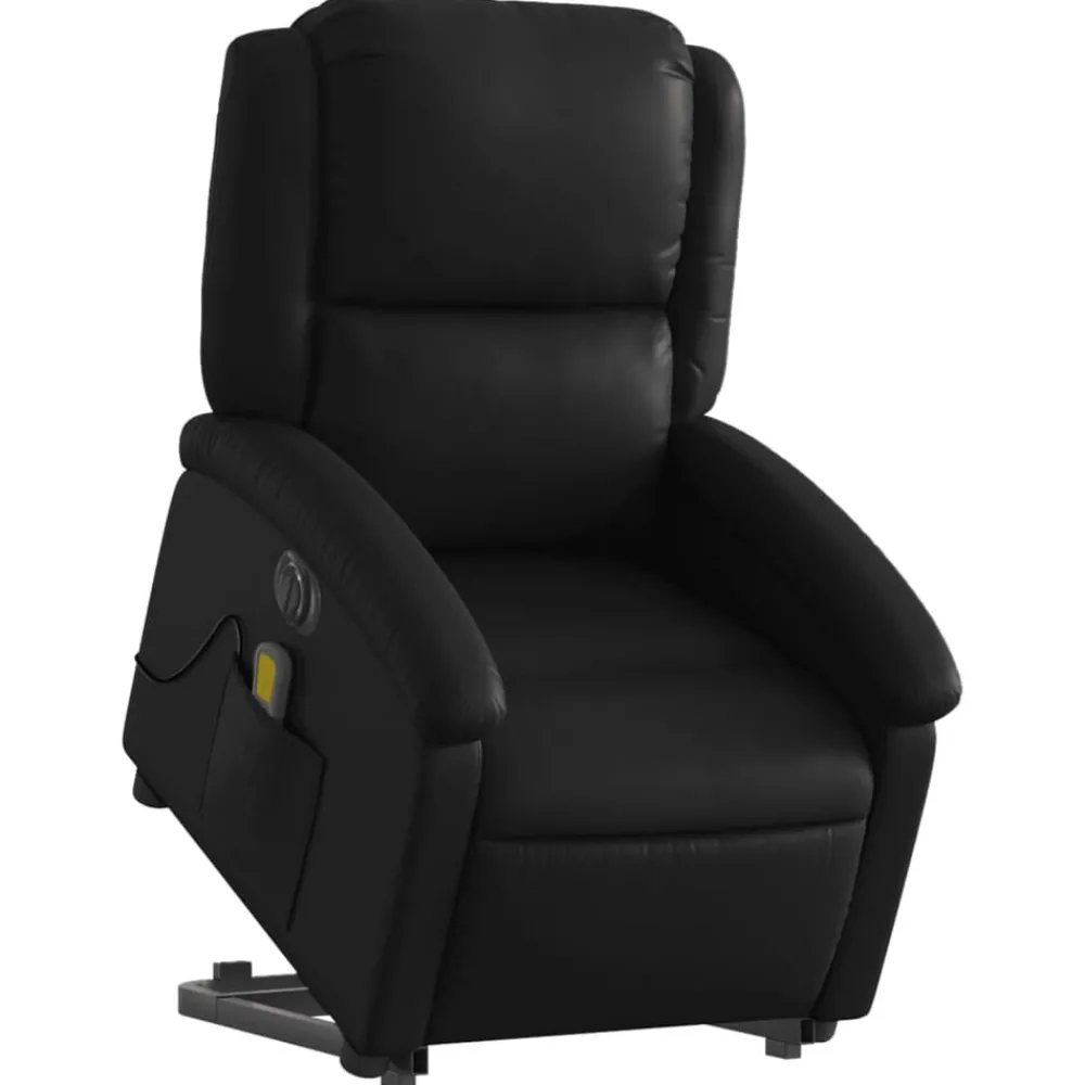Stoelen*vidaXL Sta-op-massagestoel elektrisch kunstleer Zwart