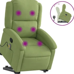 Stoelen*vidaXL Sta-op-massagestoel verstelbaar fluweel Lichtgroen