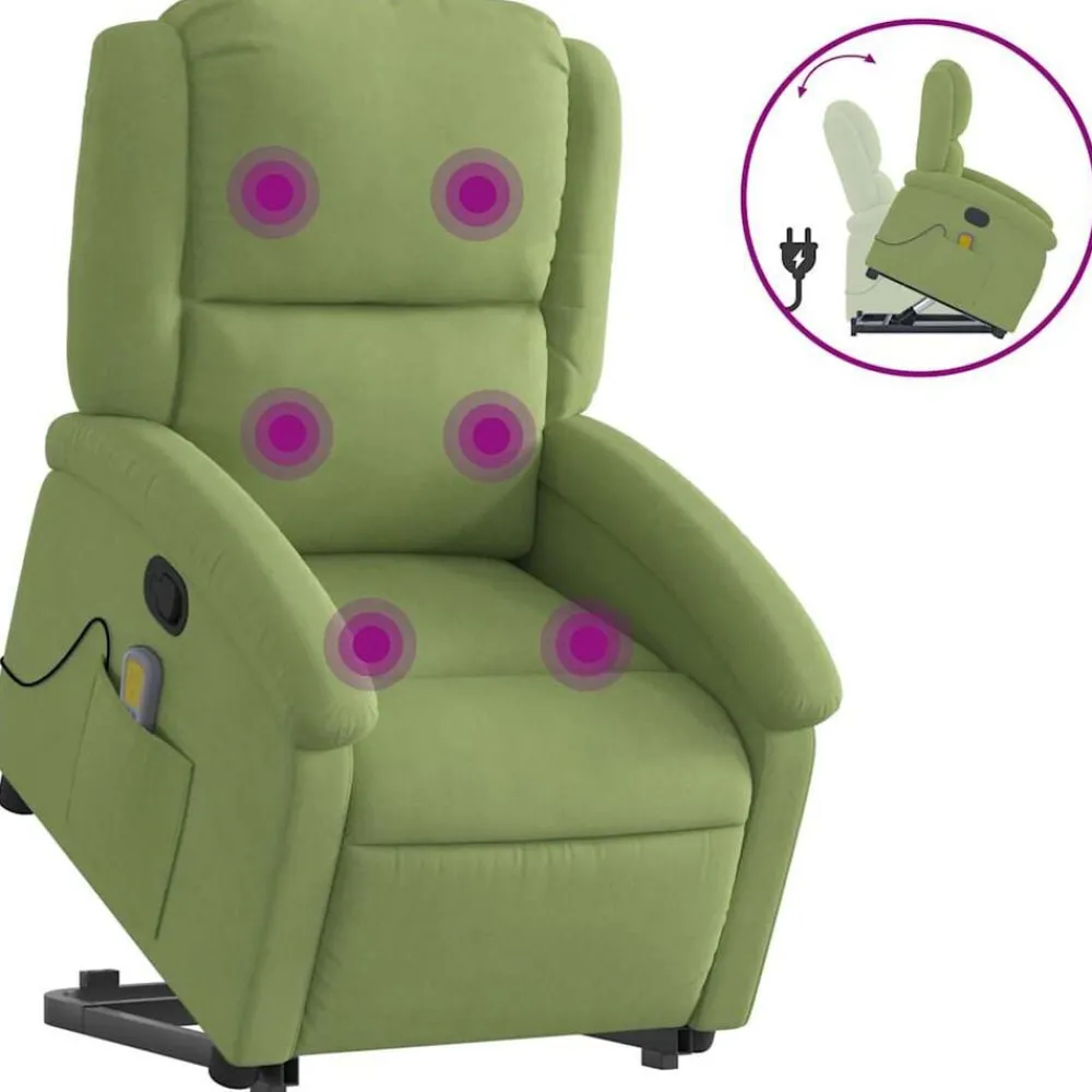 Stoelen*vidaXL Sta-op-massagestoel verstelbaar fluweel Lichtgroen
