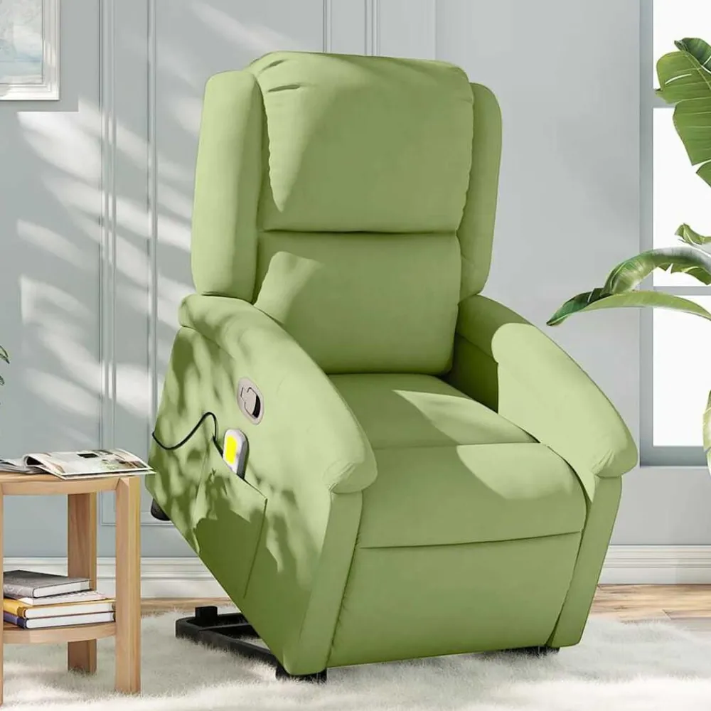 Stoelen*vidaXL Sta-op-massagestoel verstelbaar fluweel Lichtgroen