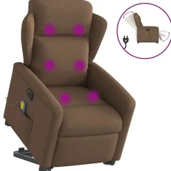 Stoelen*vidaXL Sta-op-massagestoel elektrisch verstelbaar stof Bruin