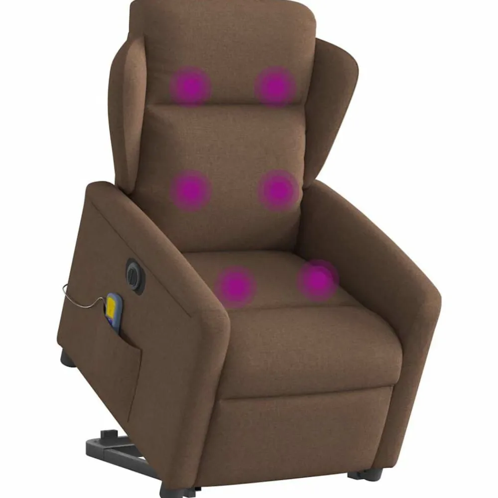 Stoelen*vidaXL Sta-op-massagestoel elektrisch verstelbaar stof Bruin