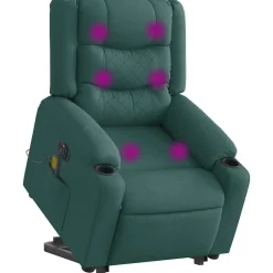 Stoelen*vidaXL Sta-op-massagestoel elektrisch verstelbaar stof Donkergroen
