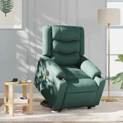 Stoelen*vidaXL Sta-op-massagestoel elektrisch verstelbaar stof Donkergroen