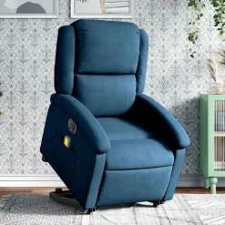 Stoelen*vidaXL Sta-op-massagestoel elektrisch verstelbaar fluweel Blauw