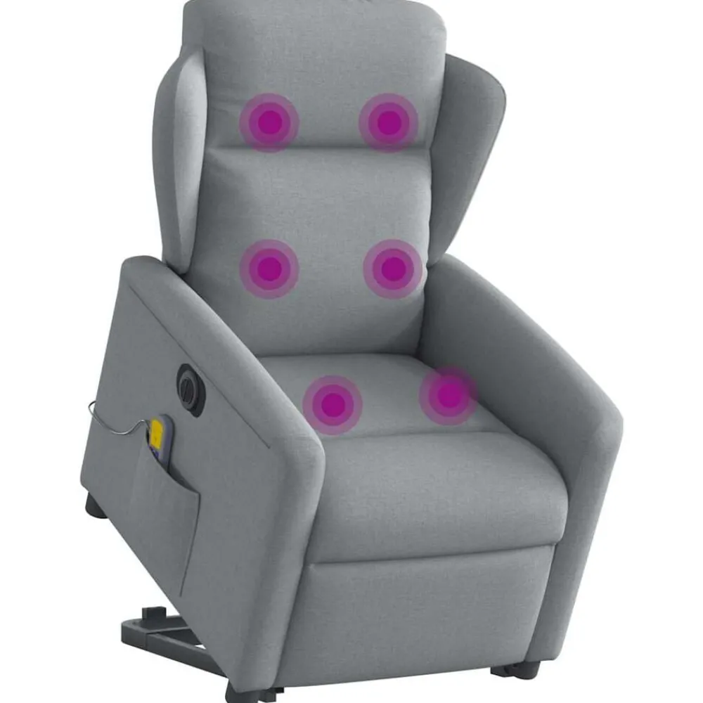 Stoelen*vidaXL Sta-op-massagestoel elektrisch verstelbaar stof Lichtgrijs