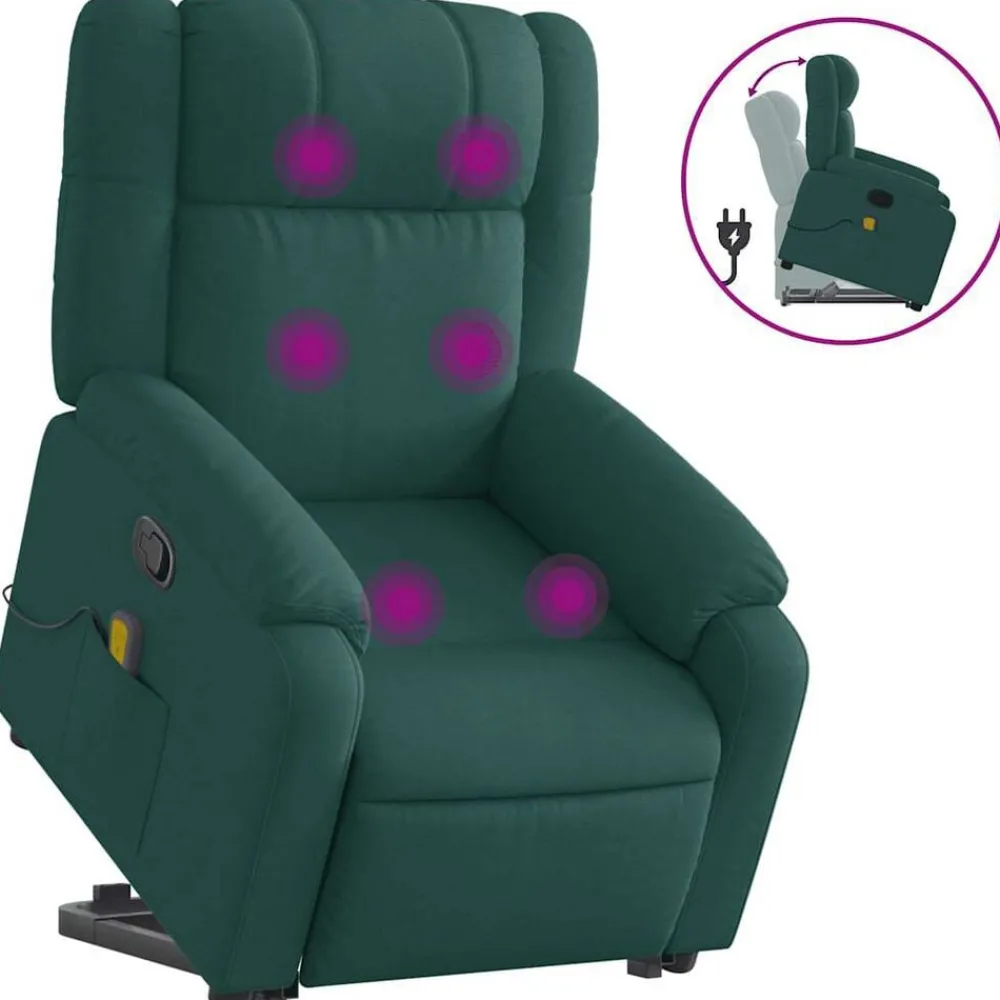 Stoelen*vidaXL Sta-op-massagestoel verstelbaar stof Donkergroen