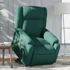 Stoelen*vidaXL Sta-op-massagestoel verstelbaar stof Donkergroen