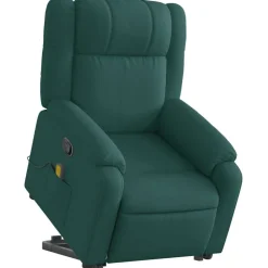 Stoelen*vidaXL Sta-op-massagestoel verstelbaar stof Donkergroen