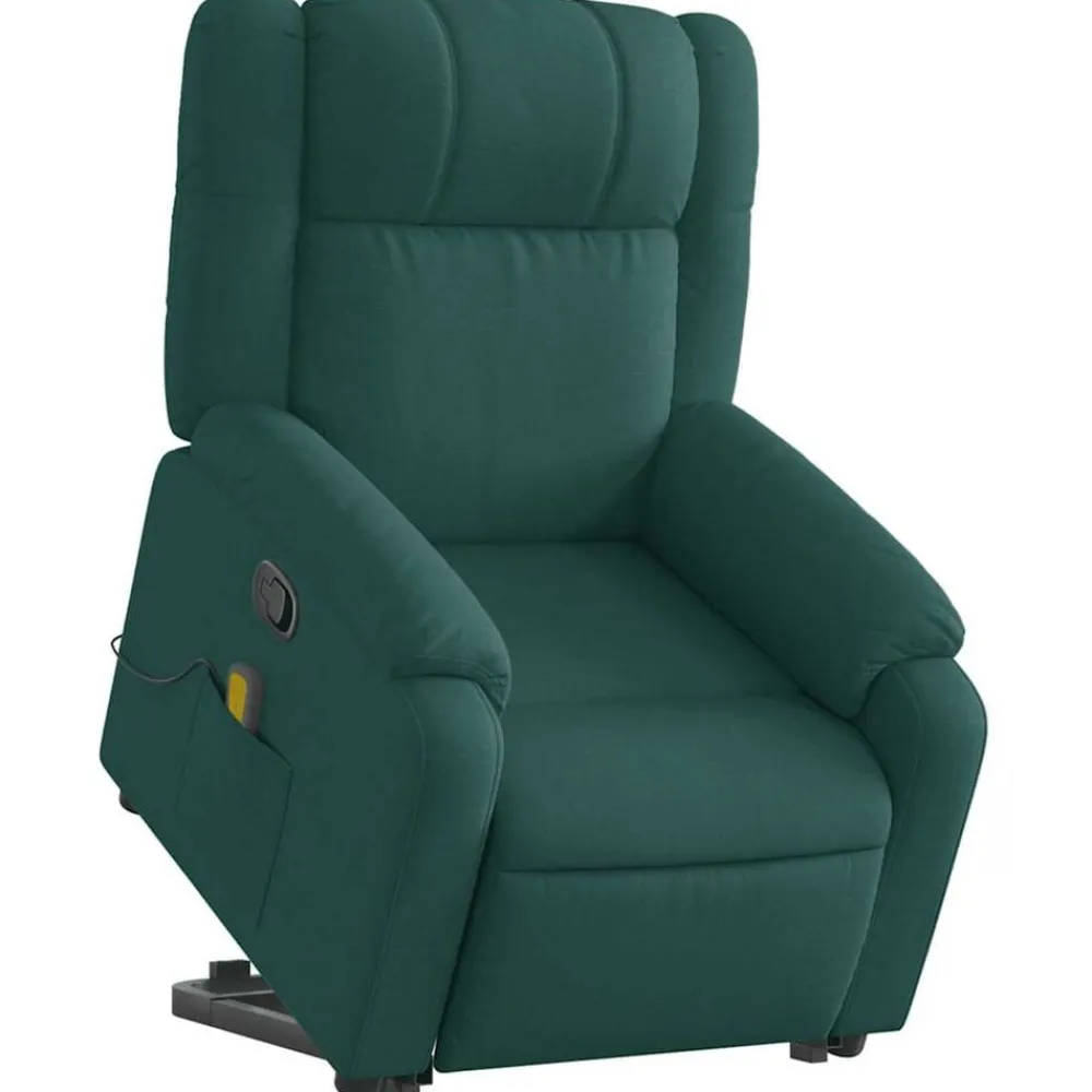 Stoelen*vidaXL Sta-op-massagestoel verstelbaar stof Donkergroen