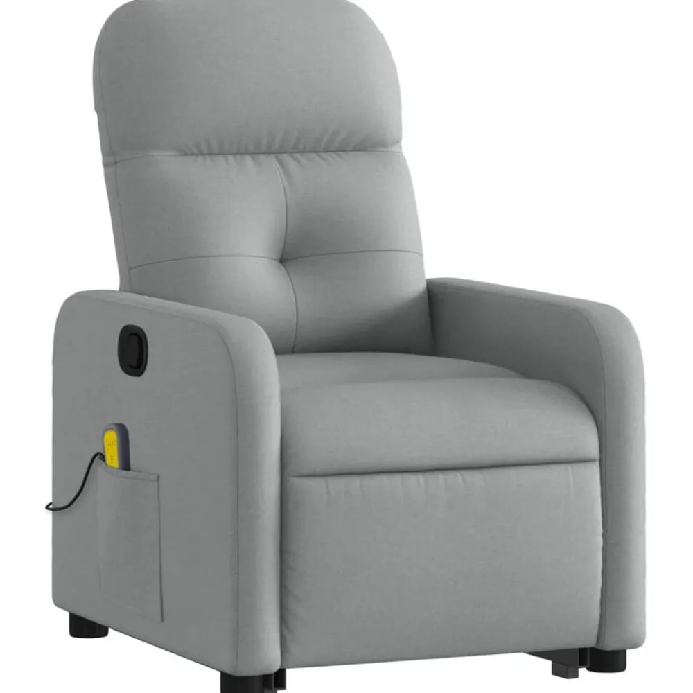 Stoelen*vidaXL Sta-op-massagestoel verstelbaar stof Lichtgrijs