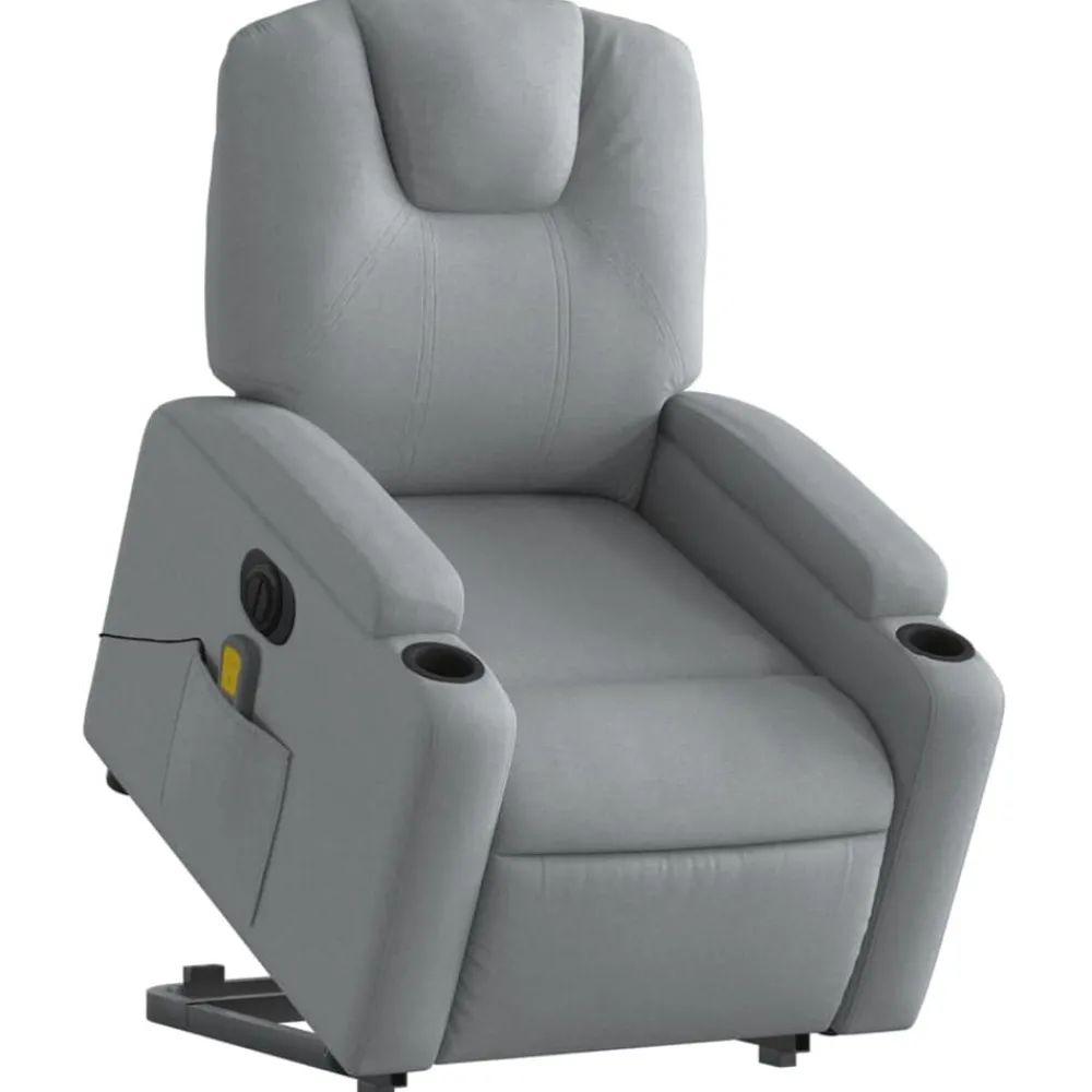 Stoelen*vidaXL Sta-op-massagestoel elektrisch verstelbaar stof Lichtgrijs