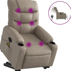 Stoelen*vidaXL Sta-op-massagestoel elektrisch kunstleer kleurig Cappuccino