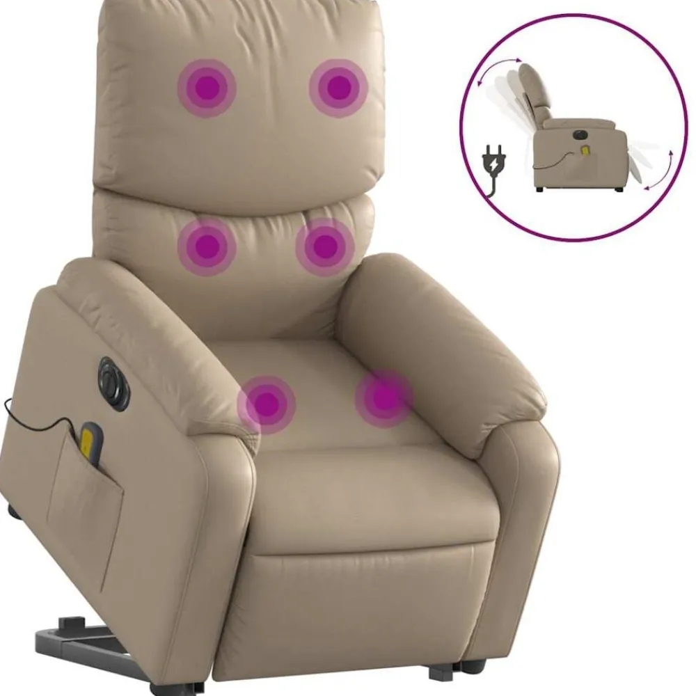 Stoelen*vidaXL Sta-op-massagestoel elektrisch kunstleer kleurig Cappuccino