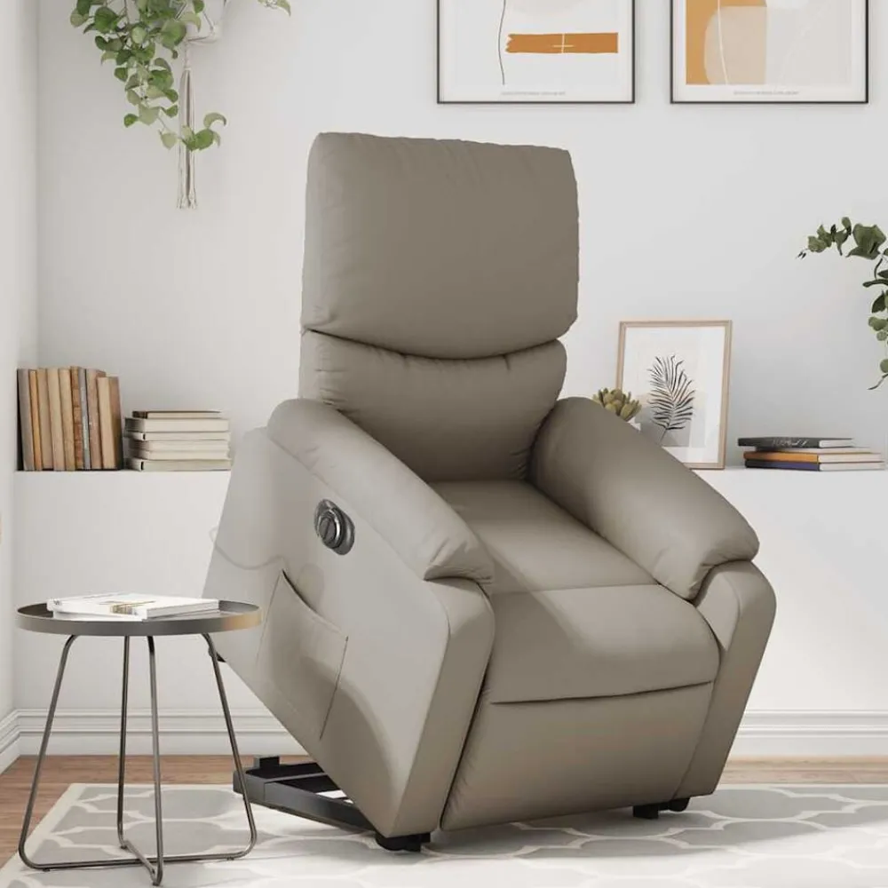 Stoelen*vidaXL Sta-op-massagestoel elektrisch kunstleer kleurig Cappuccino
