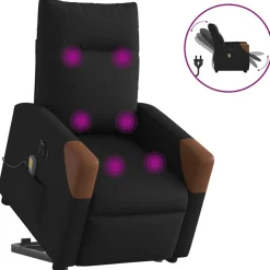 Stoelen*vidaXL Sta-op-massagestoel elektrisch verstelbaar stof Zwart