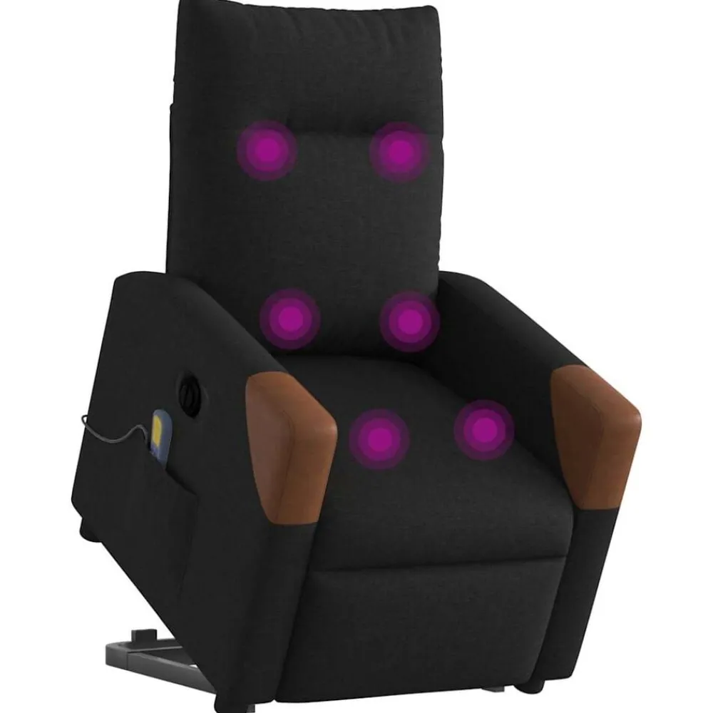 Stoelen*vidaXL Sta-op-massagestoel elektrisch verstelbaar stof Zwart