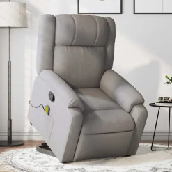 Stoelen*vidaXL Sta-op-massagestoel verstelbaar stof Taupe