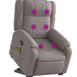 Stoelen*vidaXL Sta-op-massagestoel verstelbaar stof Taupe