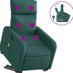 Stoelen*vidaXL Sta-op-massagestoel verstelbaar stof Donkergroen