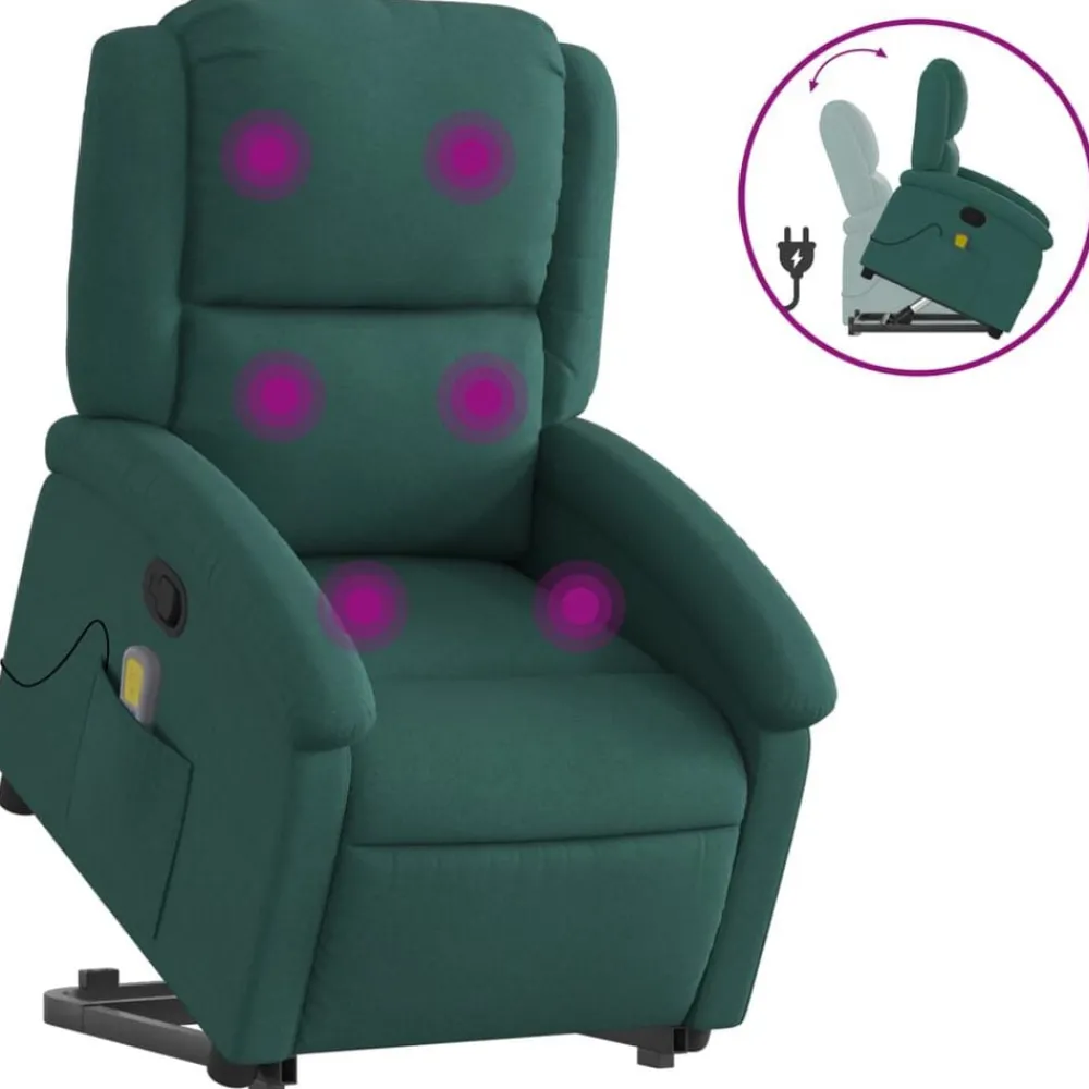 Stoelen*vidaXL Sta-op-massagestoel verstelbaar stof Donkergroen