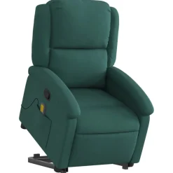 Stoelen*vidaXL Sta-op-massagestoel verstelbaar stof Donkergroen
